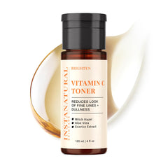 InstaNatural Vitamin C Face Toner bottle on shelf communicates brightening and balanced skin benefits