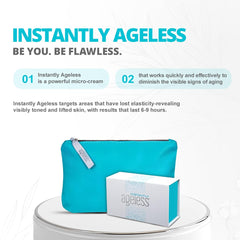 Instantly Ageless makeup bag included, compact portfolio for skincare on travel days.