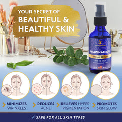 InstaSkincare Niacinamide Serum 2oz label highlights vitamin B3 brightening and tone benefits.