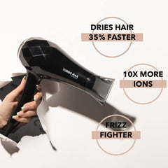 InStyler Turbo MAX Ionic Dryer with diffuser attached demonstrates curl-friendly styling and definition