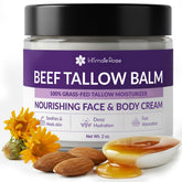 Intimate Rose beef tallow moisturizer on a clean face for nourished skin.
