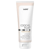 IntiMD Coochy Plus fragrance-free bottle shows gentle shave care for sensitive skin.