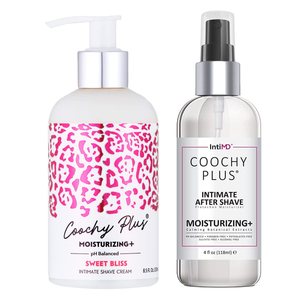 IntiMD Coochy Plus kit packaging closeup signals premium intimate care for daily routines.
