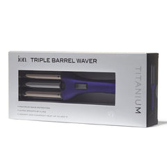 Ion Titanium Triple Barrel Waver LCD display demonstrates precise temperature control.