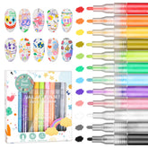 IONSGAKO 12 color nail art pens set shows vibrant hues for precise DIY designs.