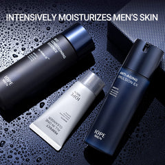 IOPE MEN BIO emulsion bottle highlights lightweight hydration and lasting moisture