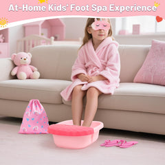 IPOOLTENG Kids Foot Spa Kit safety features include splash guard and non-slip base.