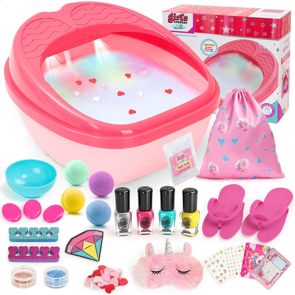 IPOOLTENG Kids Foot Spa with lights and bubbles for magical at home spa moments.