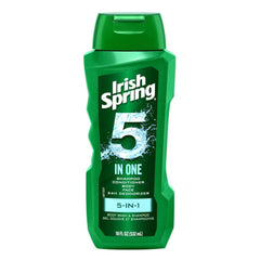 Irish Spring 5-in-1 face-body-hair wash usage shows versatile daily routine benefit.
