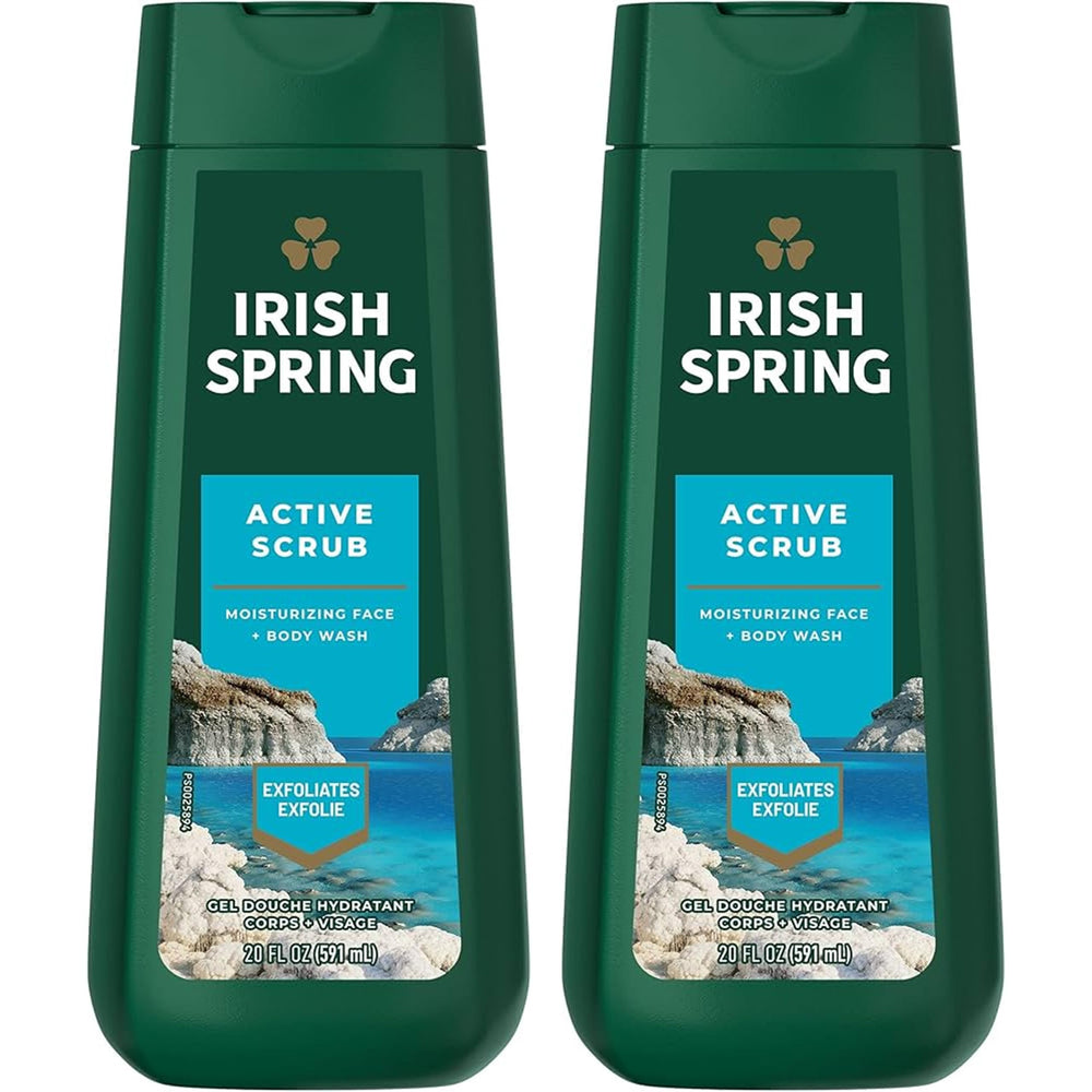 Irish Spring Active Scrub bottle front delivers all-day freshness and outdoorsy vibe.
