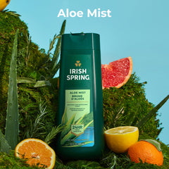 Irish Spring Aloe Mist body wash four-pack setup highlights value and convenience.