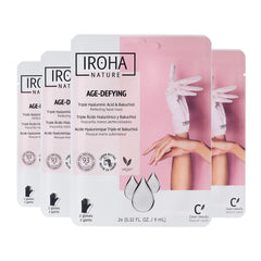 IROHA NATURE anti-aging hand mask gloves pack front shows 4-pair box for easy at-home care