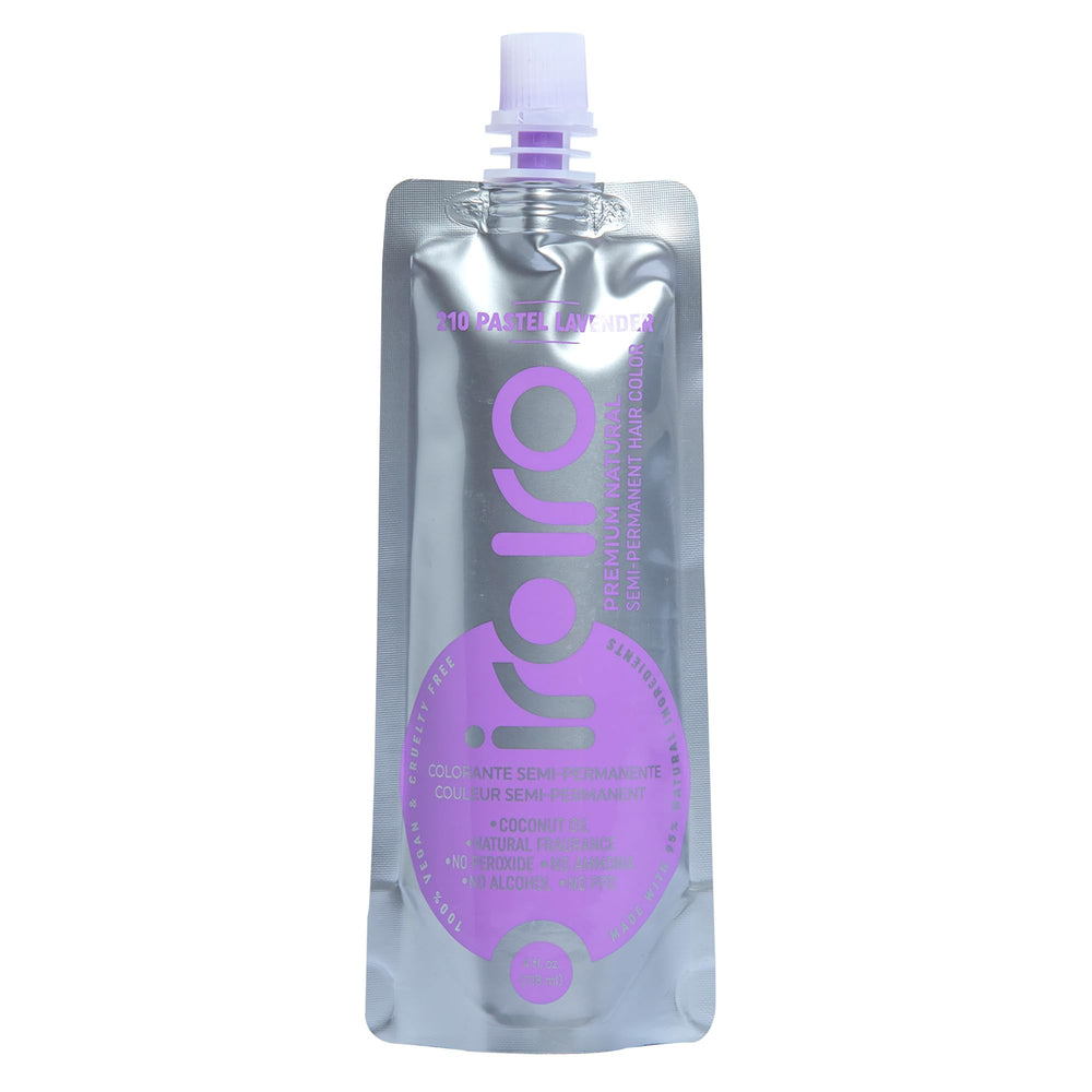 iroiro pastel lavender front pouch showing label and eco-pouch benefit