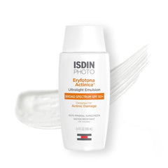 ISDIN Eryfotona Actinica bottle front highlights mineral SPF protection for daily use.