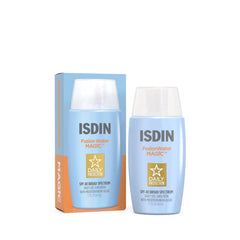 ISDIN Fusion Water MAGIC bottle front shows SPF 40 protection and lightweight hydration.