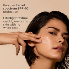 ISDIN Fusion Water MAGIC dispensing action demonstrates easy, no-fuss sunscreen application.