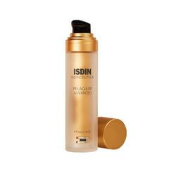ISDIN Melaclear Advanced bottle front view highlighting pigment correction potential.