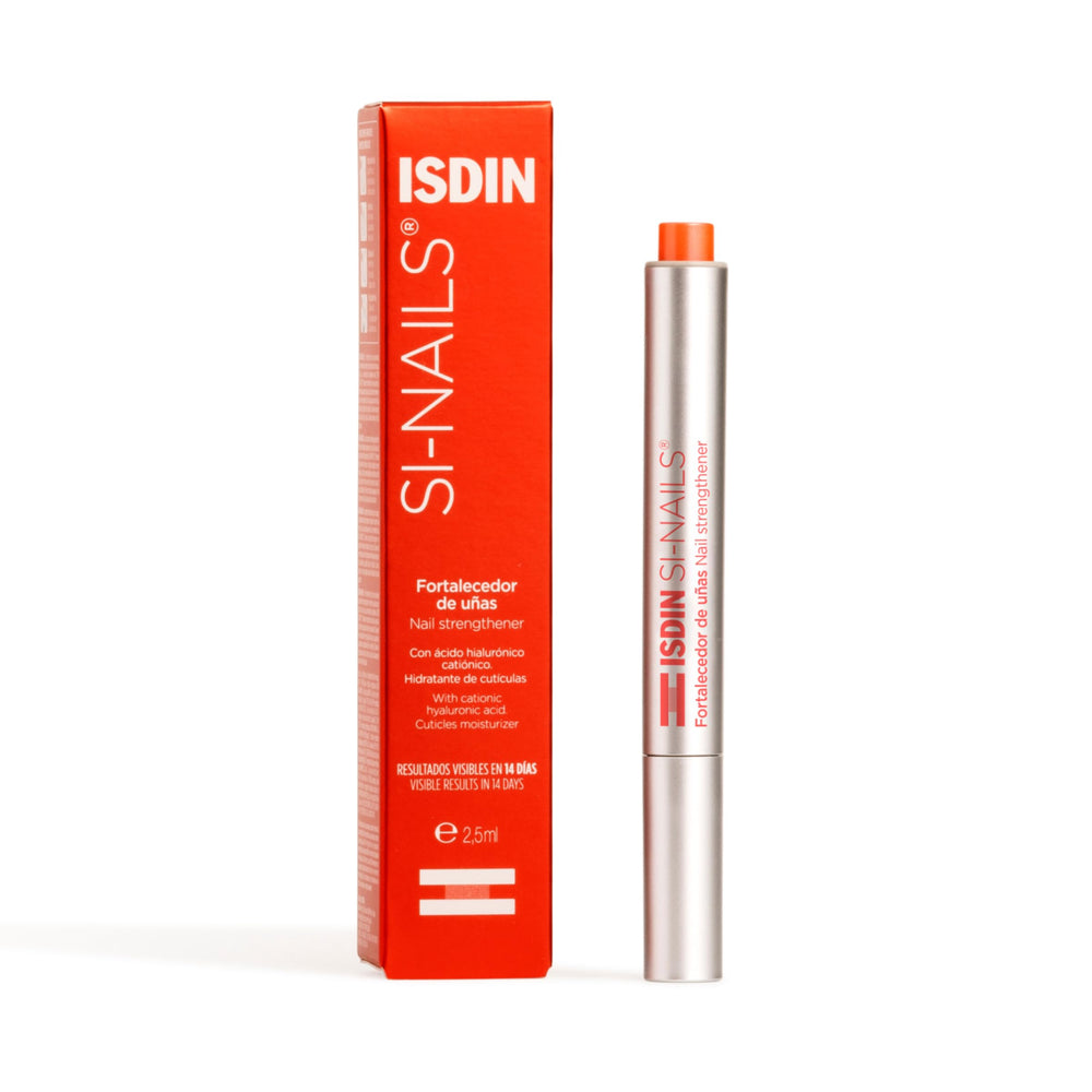 ISDIN Si-Nails serum bottle demonstrates rapid nail strengthening.