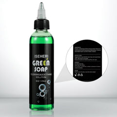 iseheri green soap label closeup shows light fragrance and hypoallergenic formula
