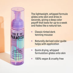 Isle of Paradise Glow Clear Self-Tanning Mousse application mitt ready for even coverage