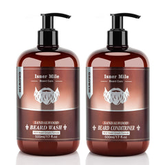 ISNER MILE beard wash bottle viewed from top for thorough cleansing and scent refresh.