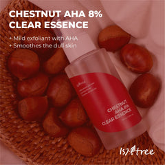 IsNtree Chestnut AHA 8% Clear Essence watery texture swatch on skin for absorption.