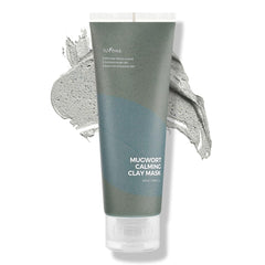 IsNtree Mugwort Calming Clay Mask jar showing soothing clay for sensitive skin and refined pores.