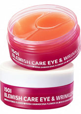 ISOI blemish care under-eye patch jar closeup, hydrating gel for refreshed eye skin.
