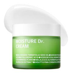 ISOI Moisture Dr. Soothing Cream bottle closeup showing lightweight gel texture for sensitive skin hydration