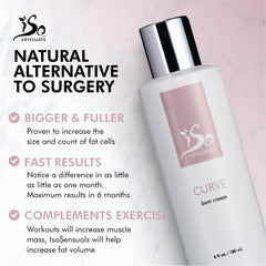 IsoSensuals CURVE ingredients highlight grapeseed, almond, coconut oils for nourishing skin.