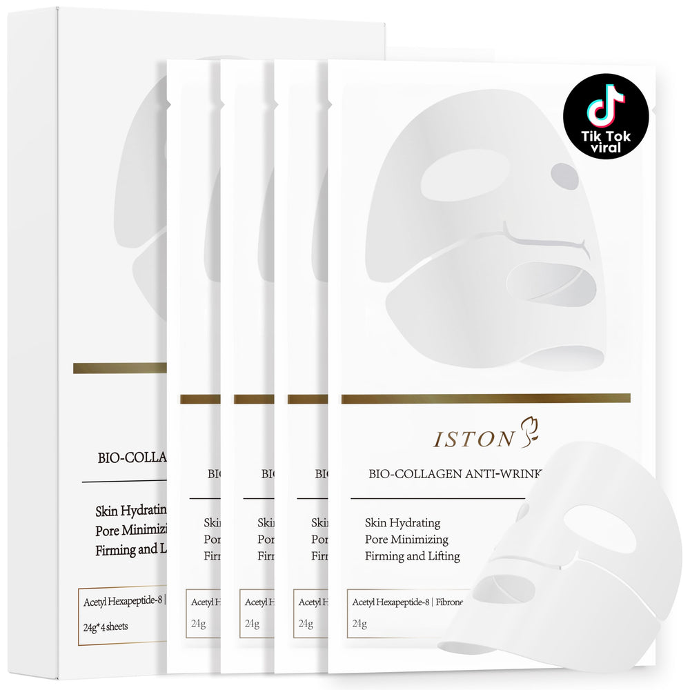 ISTON 4Pack Collagen Face Mask pack view for at-home hydration