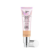 IT Cosmetics CC+ Cream Illumination Medium Tan bottle front with radiant glow and SPF 50+ protection.