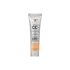 IT Cosmetics CC+ Cream Travel front box highlights full-coverage foundation with SPF 50+.