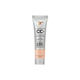 IT Cosmetics CC+ Cream Travel bottle close-up shows portable SPF 50+ protection.