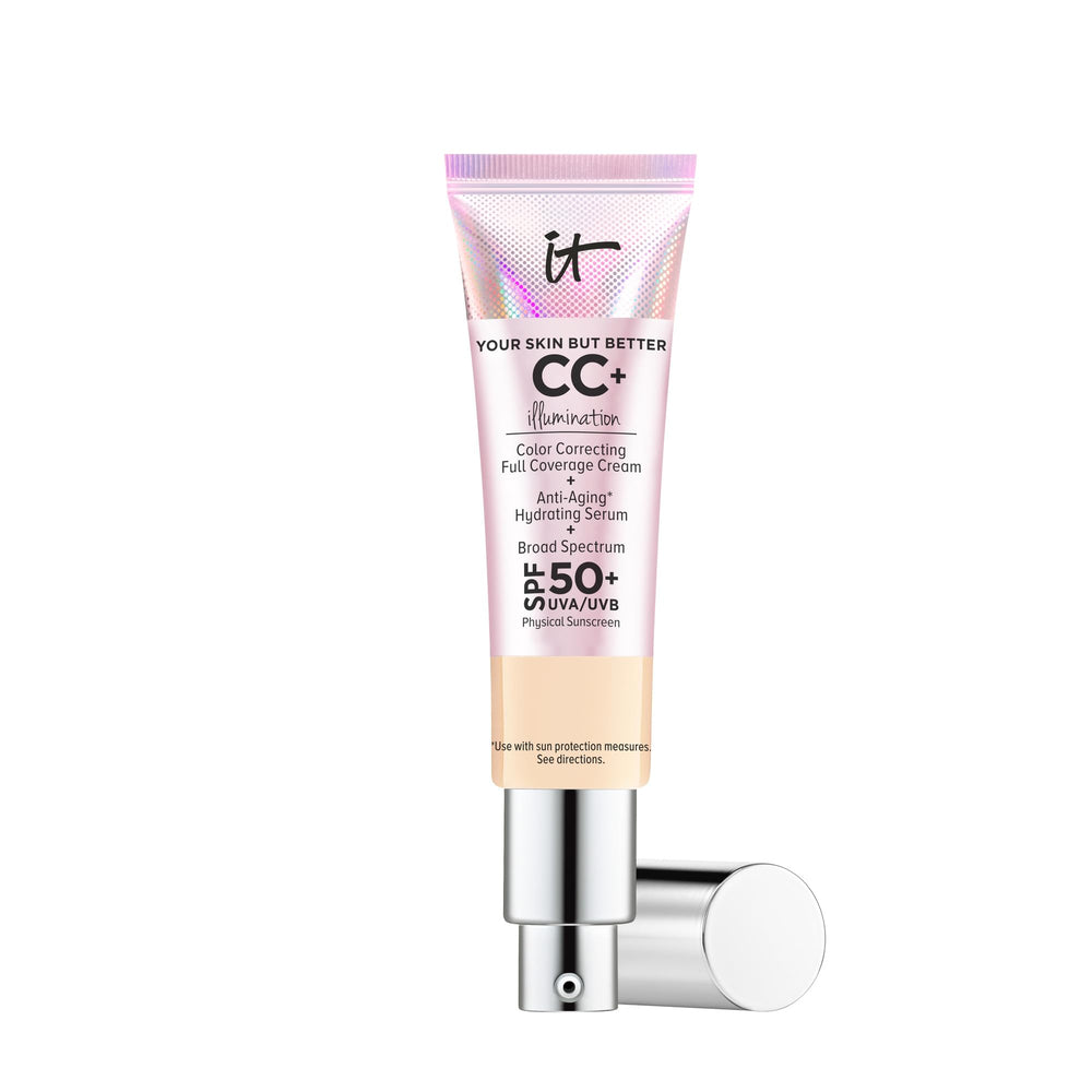 IT Cosmetics CC+ Cream Illumination Light bottle shows radiant glow and SPF protection.