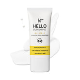 IT Cosmetics Hello Sunshine bottle front showing clear SPF 50 protection for daily wear.
