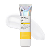 IT Cosmetics Hello Sunshine sunscreen bottle with clear, lightweight protection.