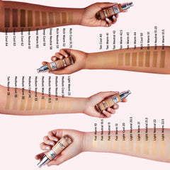 IT Cosmetics Light Warm Foundation brush application demonstrates easy blending and even wear.