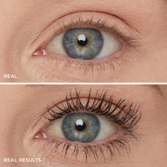 IT Cosmetics Superhero Mascara lashes after one coat showing length and curl.