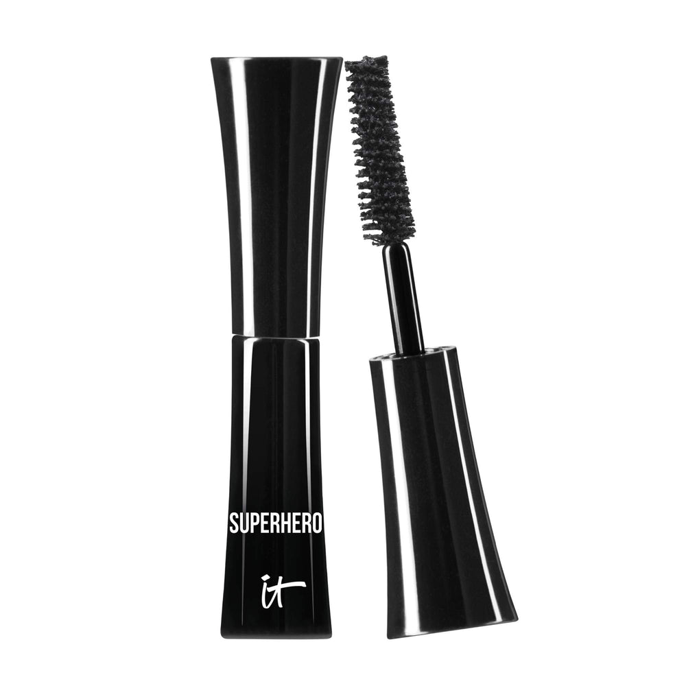 IT Cosmetics Superhero Mascara travel wand close-up showing lift-ready design.