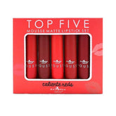 Italia Deluxe Top Five Mousse Matte Lipstick Set calient reds packaging shows bold reds for evening looks
