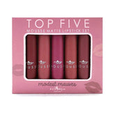 Italia Deluxe Top Five Mousse Matte Lipstick Set Temptress swatch offers bold color for evenings.