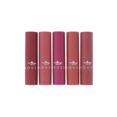 Italia Deluxe Top Five Mousse Matte Lipstick Set Vintage Rose swatch blends softly for daily wear.