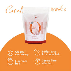 Italwax Top Line Coral hard wax bikini-application shows smooth spreading for precise shaping