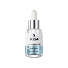 IT Cosmetics Bye Bye Dark Spots serum bottle shown for daily use to promote an even complexion.