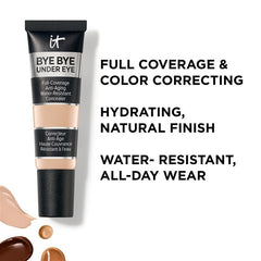 IT Cosmetics Bye Bye Under Eye Concealer Travel application demonstrates smooth blend on skin.