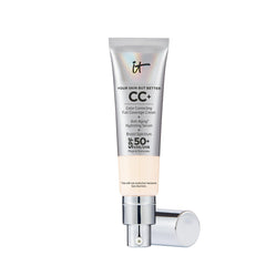 IT Cosmetics CC+ Cream Fair Porcelain bottle with SPF 50+ for radiant skin.