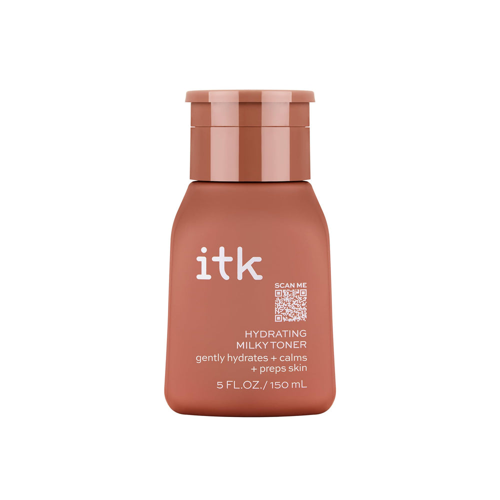 ITK Hydrating Milky Toner bottle being poured for instant hydration