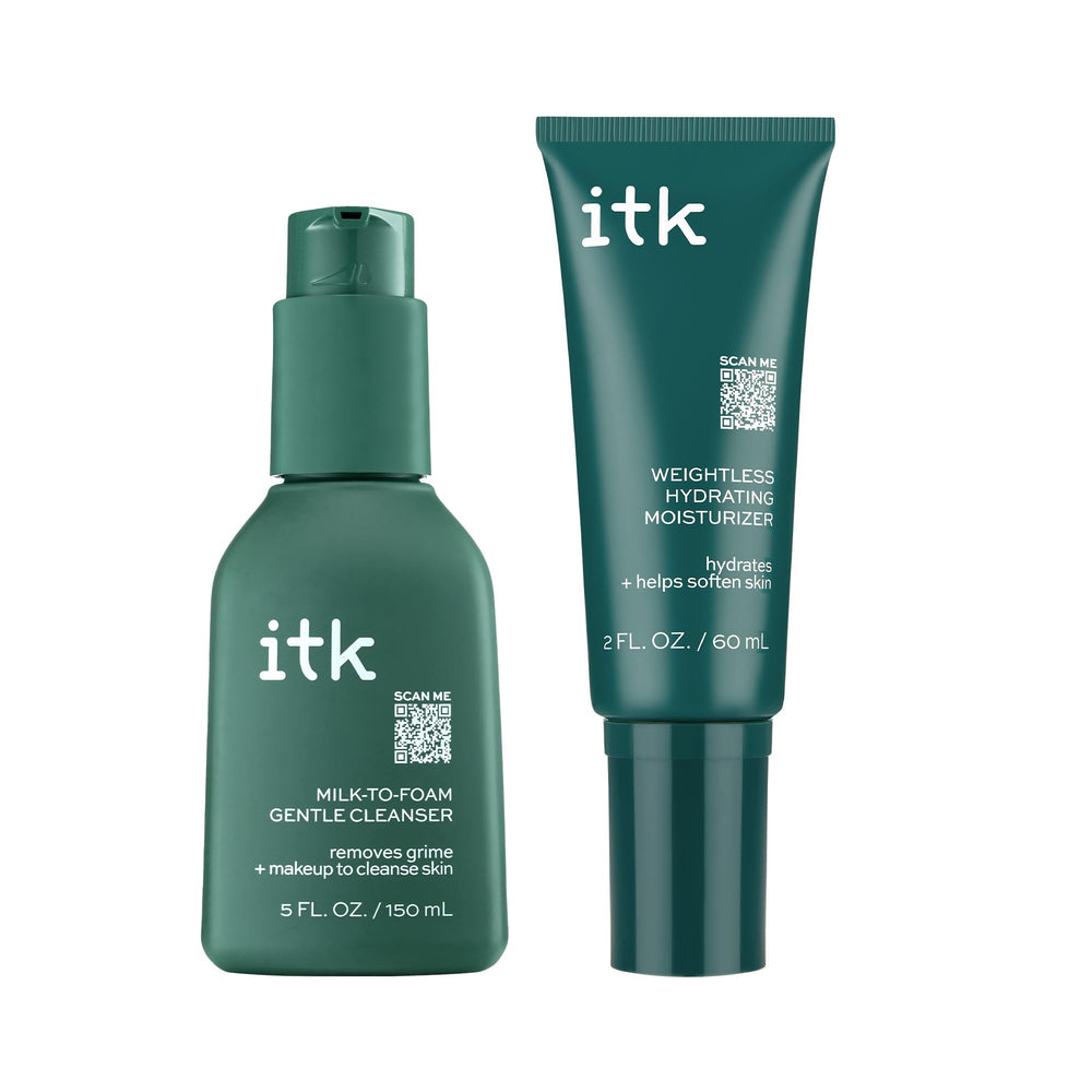 ITK Skincare milk-to-foam cleanser pour shows gentle makeup removal and hydration