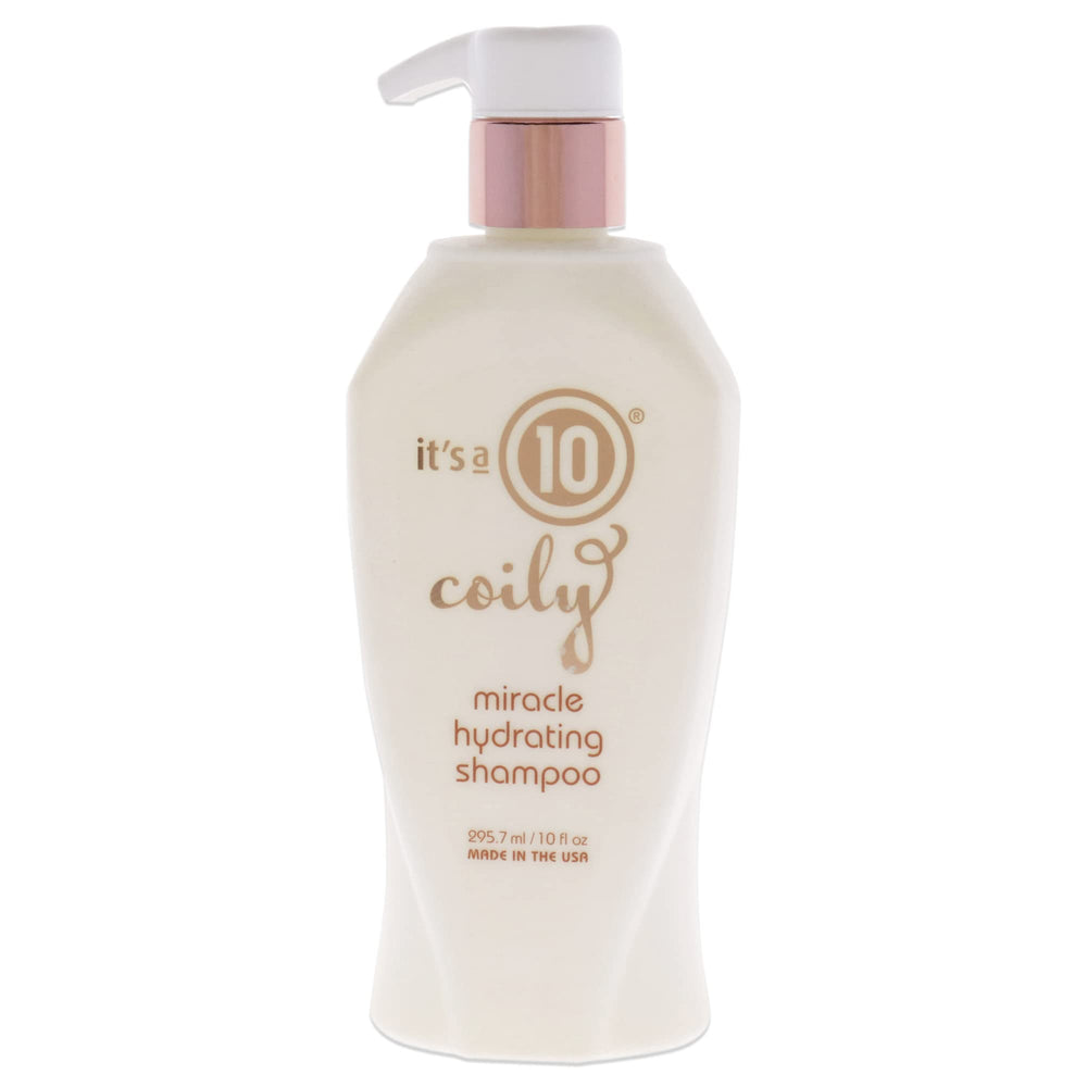 It's A 10 Coily Miracle Hydrating Shampoo bottle showing deep moisture for smooth, manageable hair.